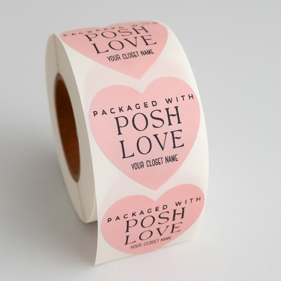 STICKERAFT Other - 100-Pack Custom Heart Stickers Packaged with Posh Love w/your  Poshmark name